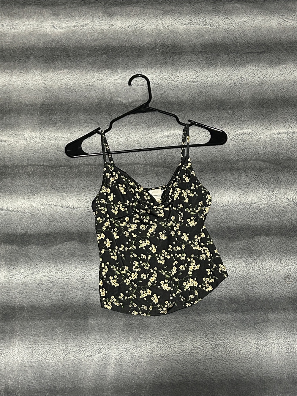 Floral Black Silky & Soft Cowl Neck Tank Top - Urban Outfitters S/P